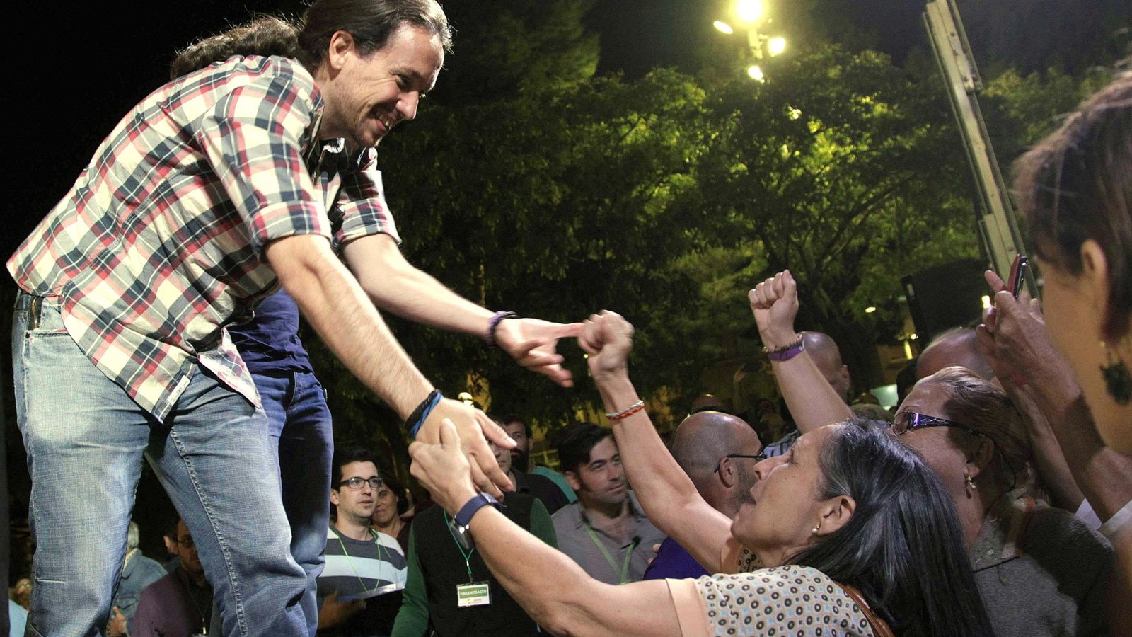 Foto: Pablo Iglesias durante un acto de campaña de Catalunya Sí que es Pot. (EFE)