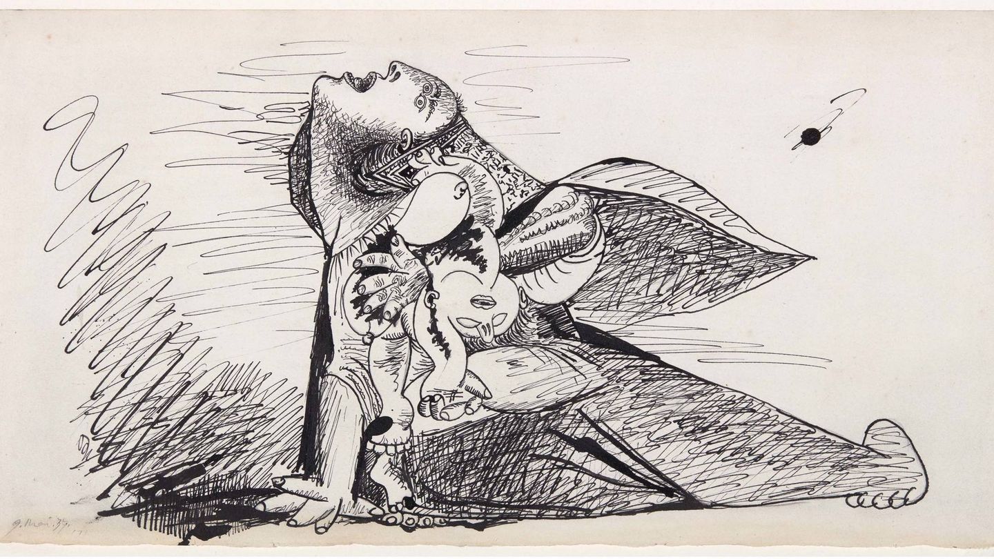 'Madre con niño muerto (I). Dibujo preparatorio para 'Guernica', Picasso (1937) (Museo Reina Sofía)