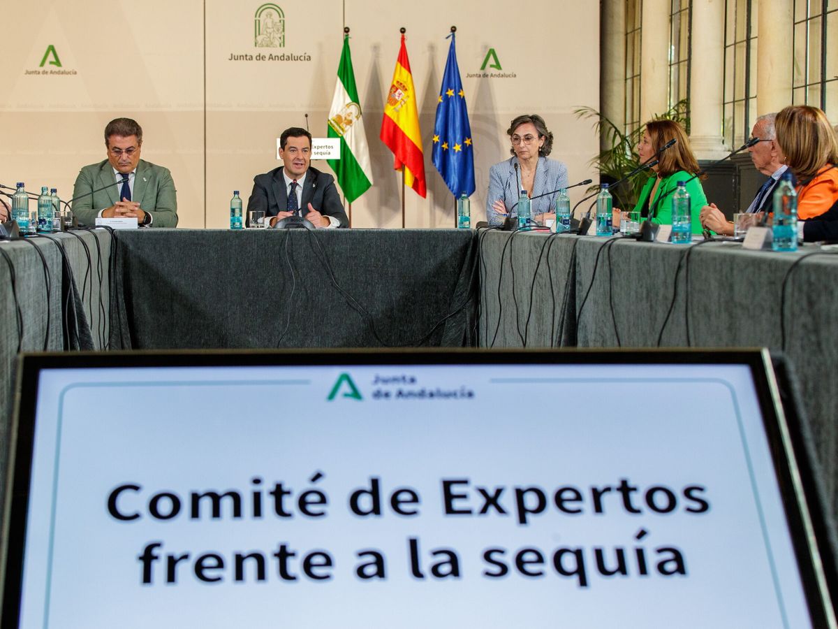 Foto: El presidente de la Junta de Andalucía, Juanma Moreno, anuncia las medidas especiales ante la sequía. (EFE/Julio Muñoz)