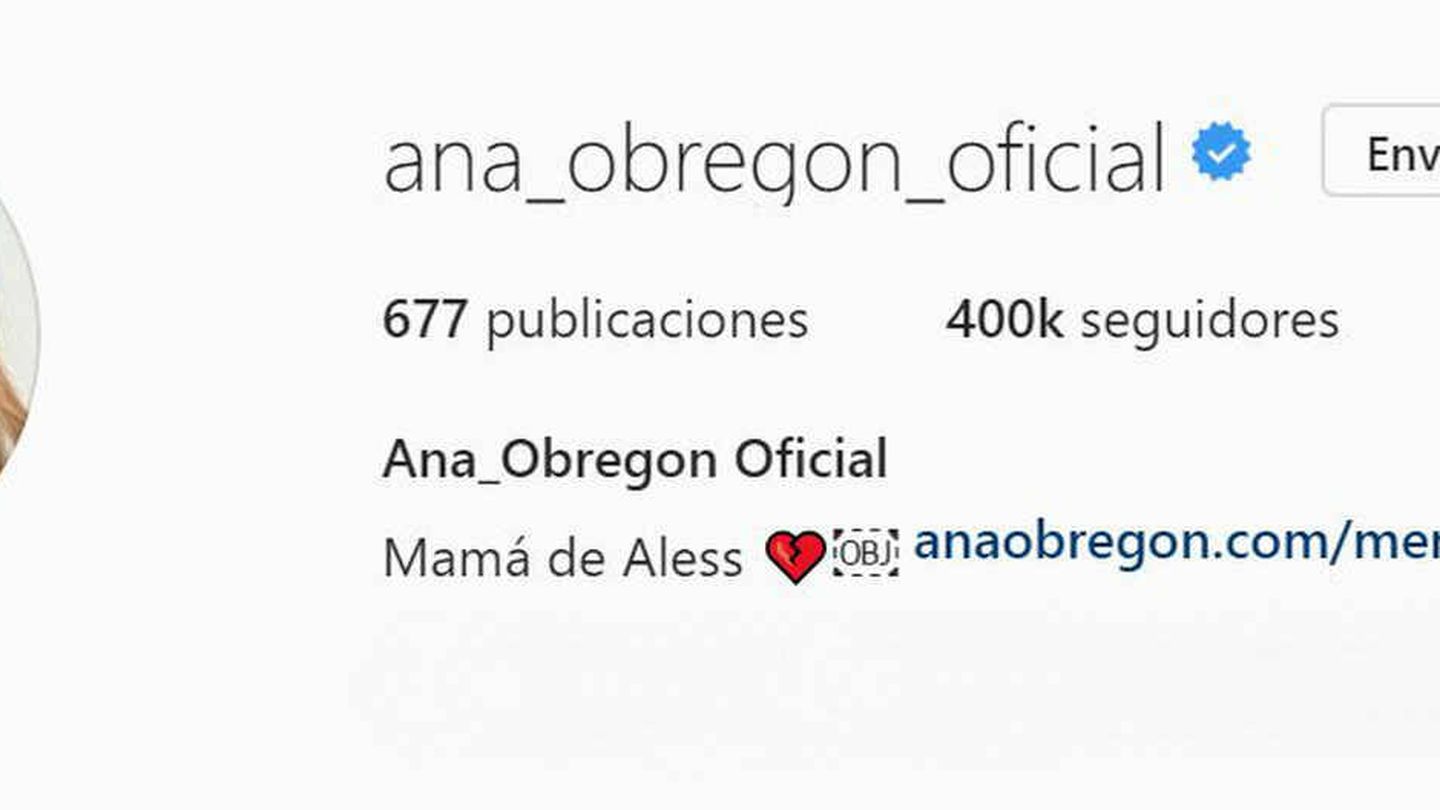 Descripción de Ana Obregón en Instagram.
