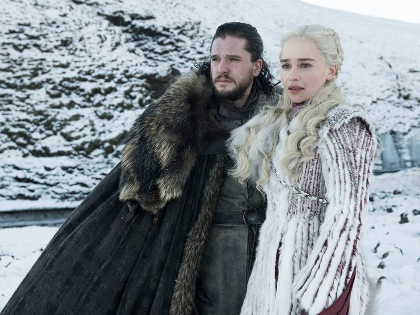 Jon Snow y Daenerys Targaryen en la última temporada de 'Juego de Tronos'. (HBO)