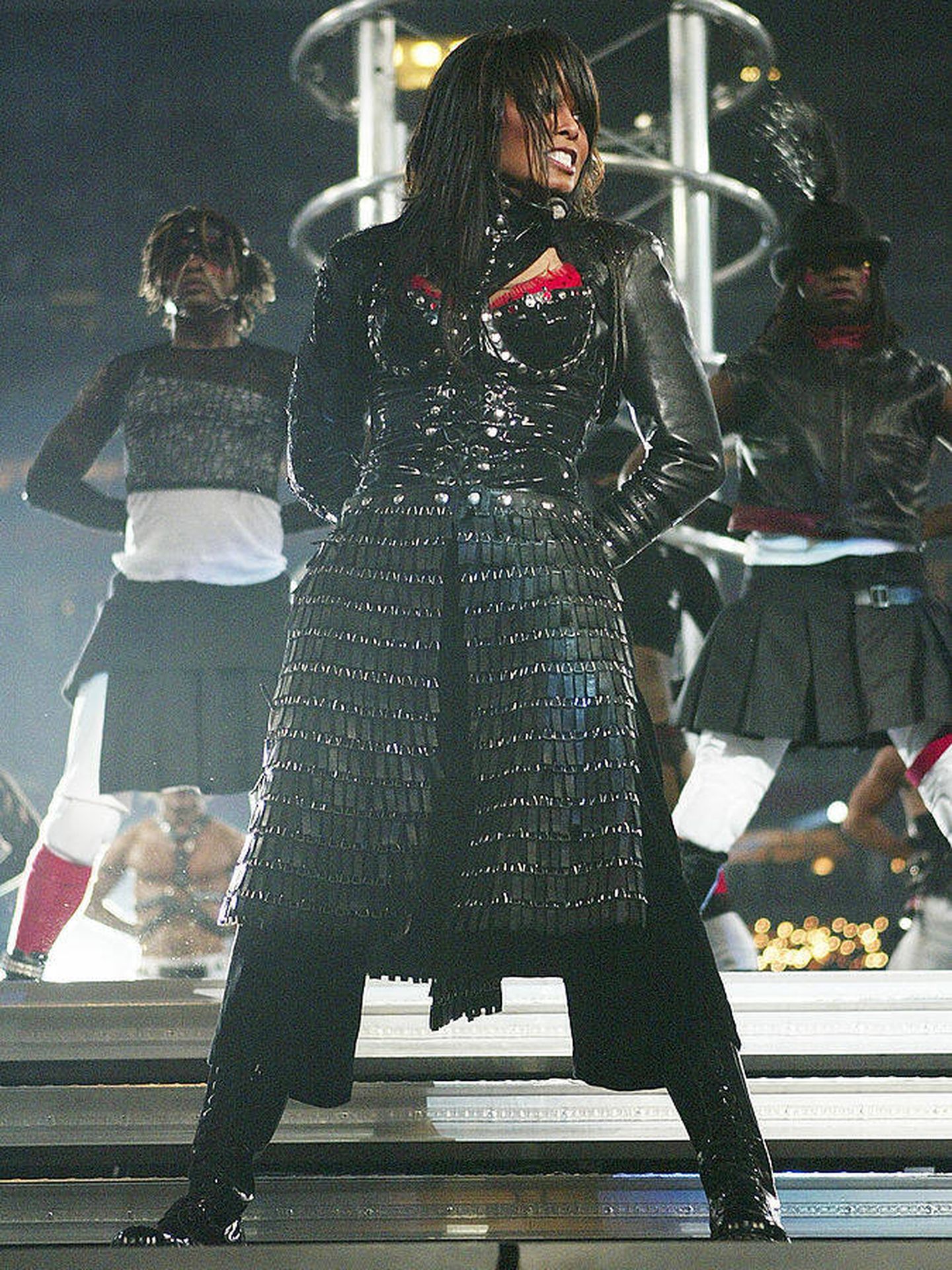 Janet Jackson, durante su actuación en la Super Bowl 2004. (Getty Images)
