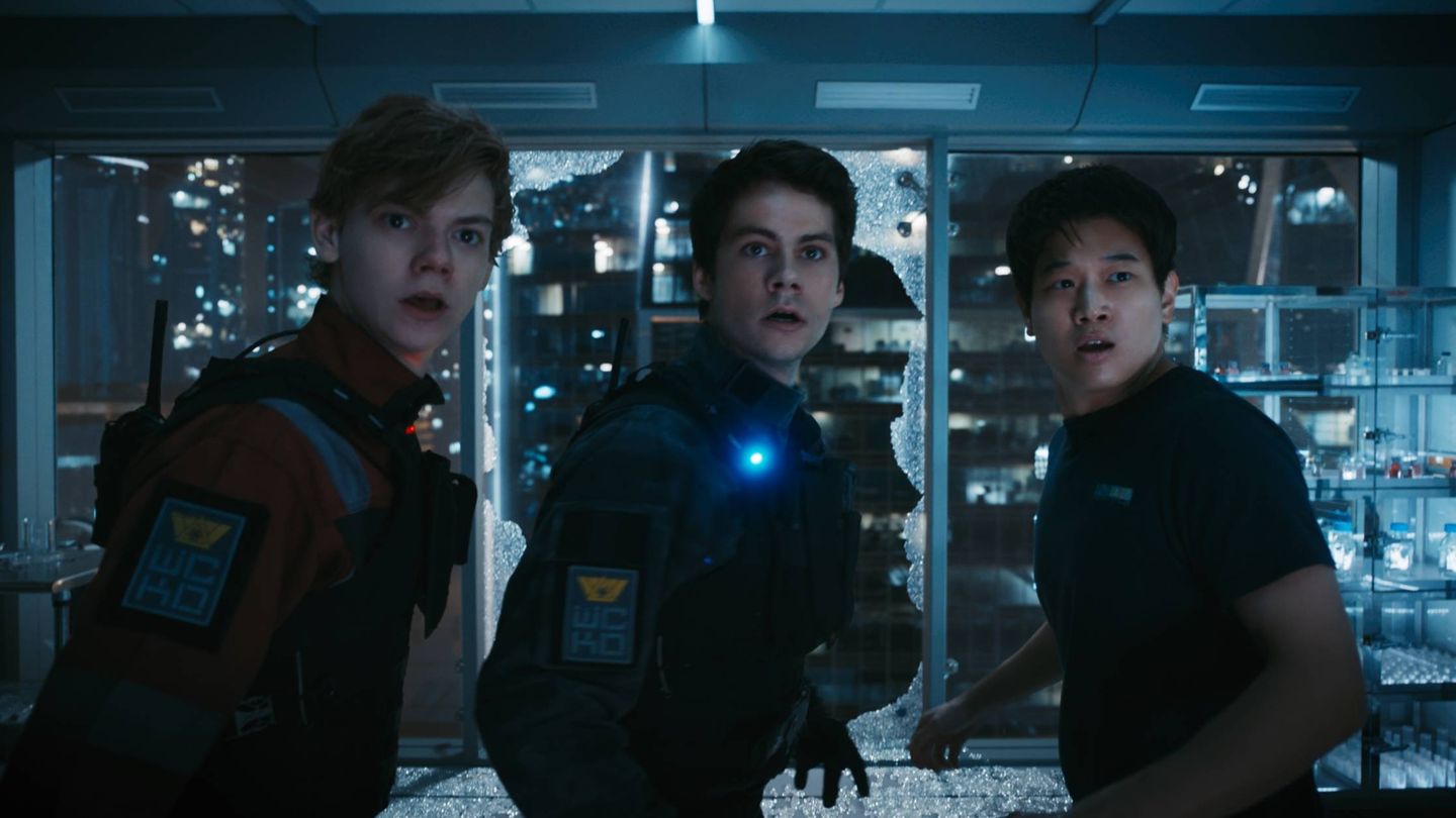 Thomas Brodie-Sangster, Dylan O'Brien y Ki Hong Lee, en un momento de la película. (Fox)