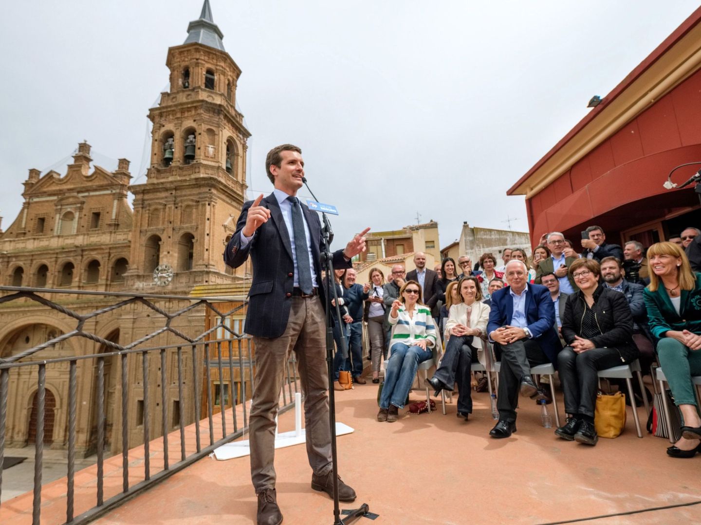 El presidente del PP, Pablo Casado, este 19 de abril en Alfaro, La Rioja. (EFE)