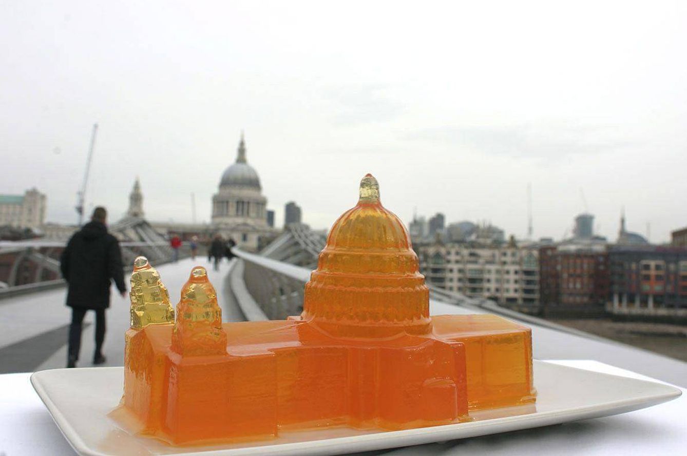 Concurso de arquitectura de gelatina y banquete en Londres. (EFE)