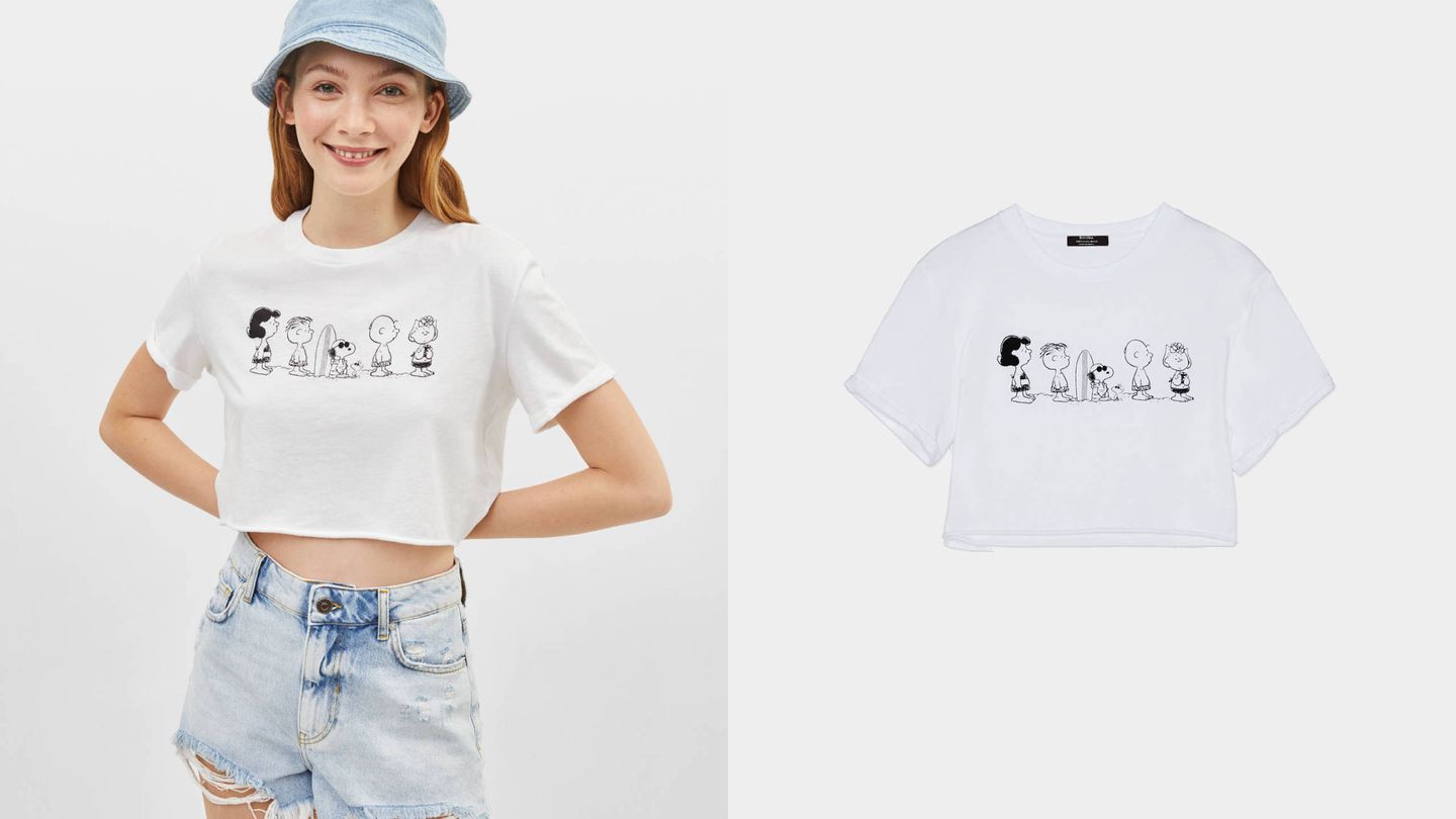 La camiseta más retro de Snoopy en Bershka (12,99 euros).