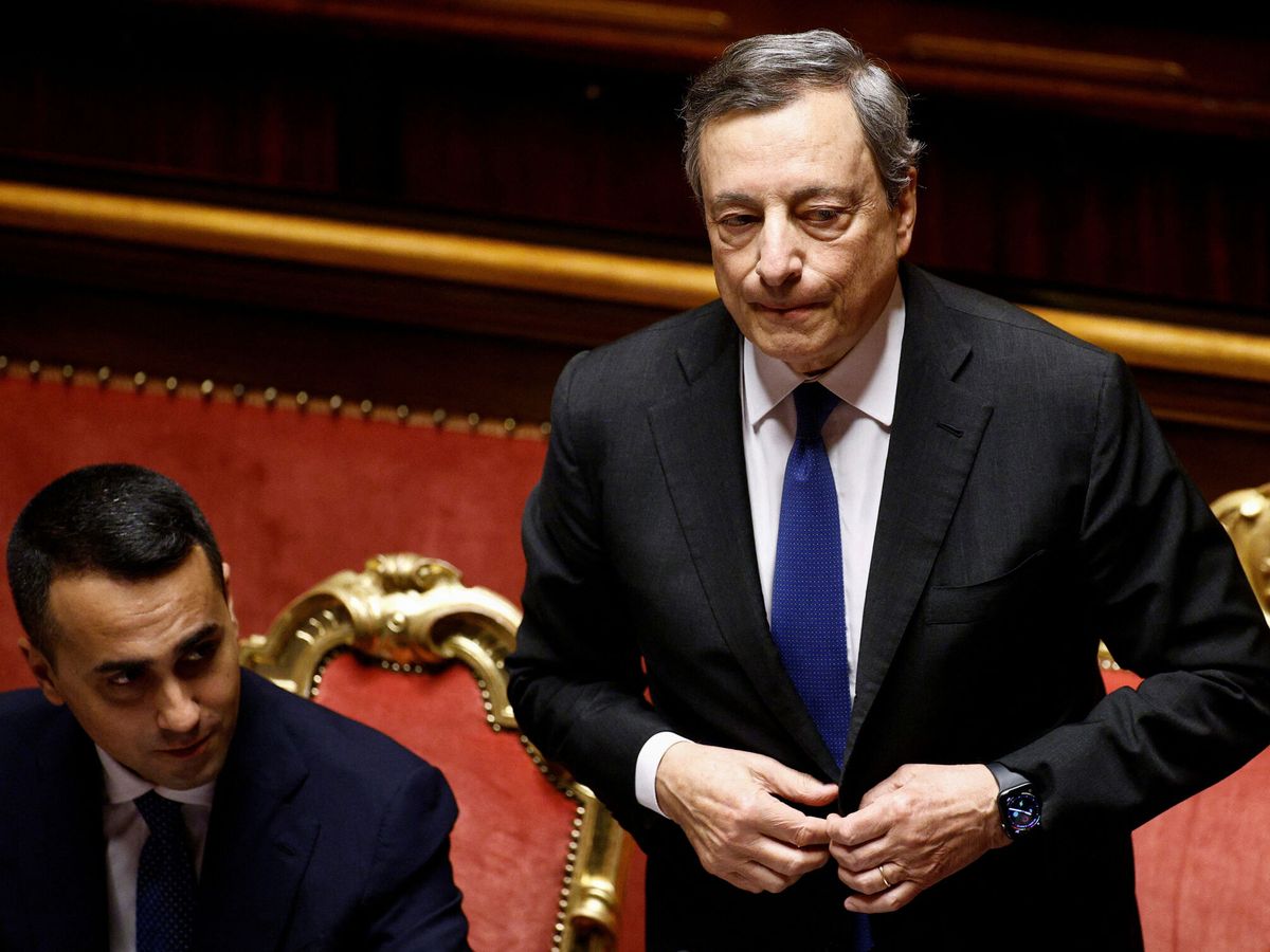 Foto: Mario Draghi durante su intervención en el Senado en Roma este miércoles. (Reuters/Guglielmo Mangiapane)