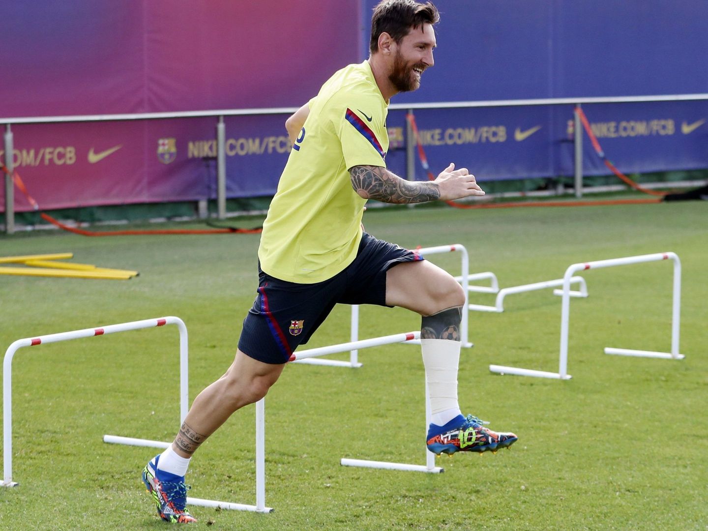 Leo Messi, durante los últimos entrenamientos del equipo. (EFE)
