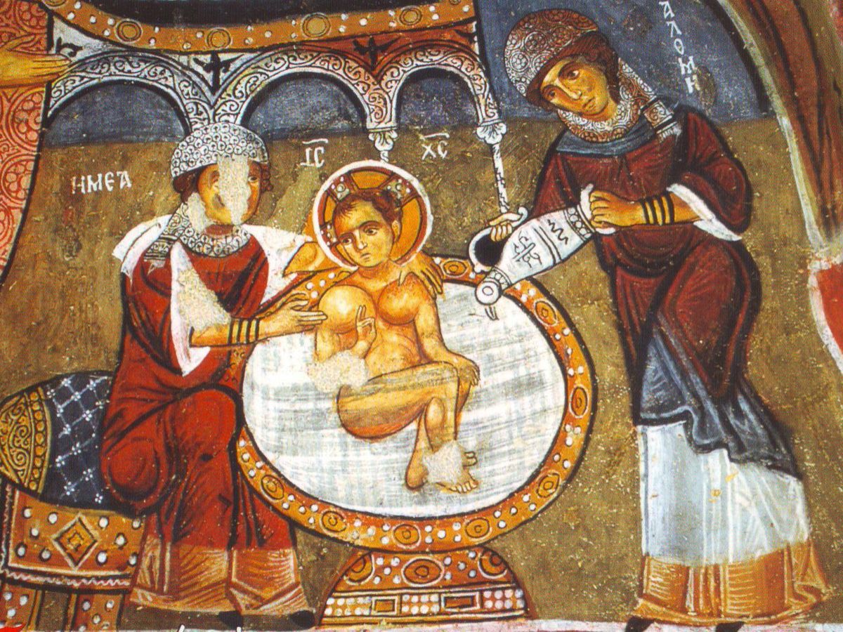 Foto: Salomé a la derecha, lavando a Jesús (Wikipedia)