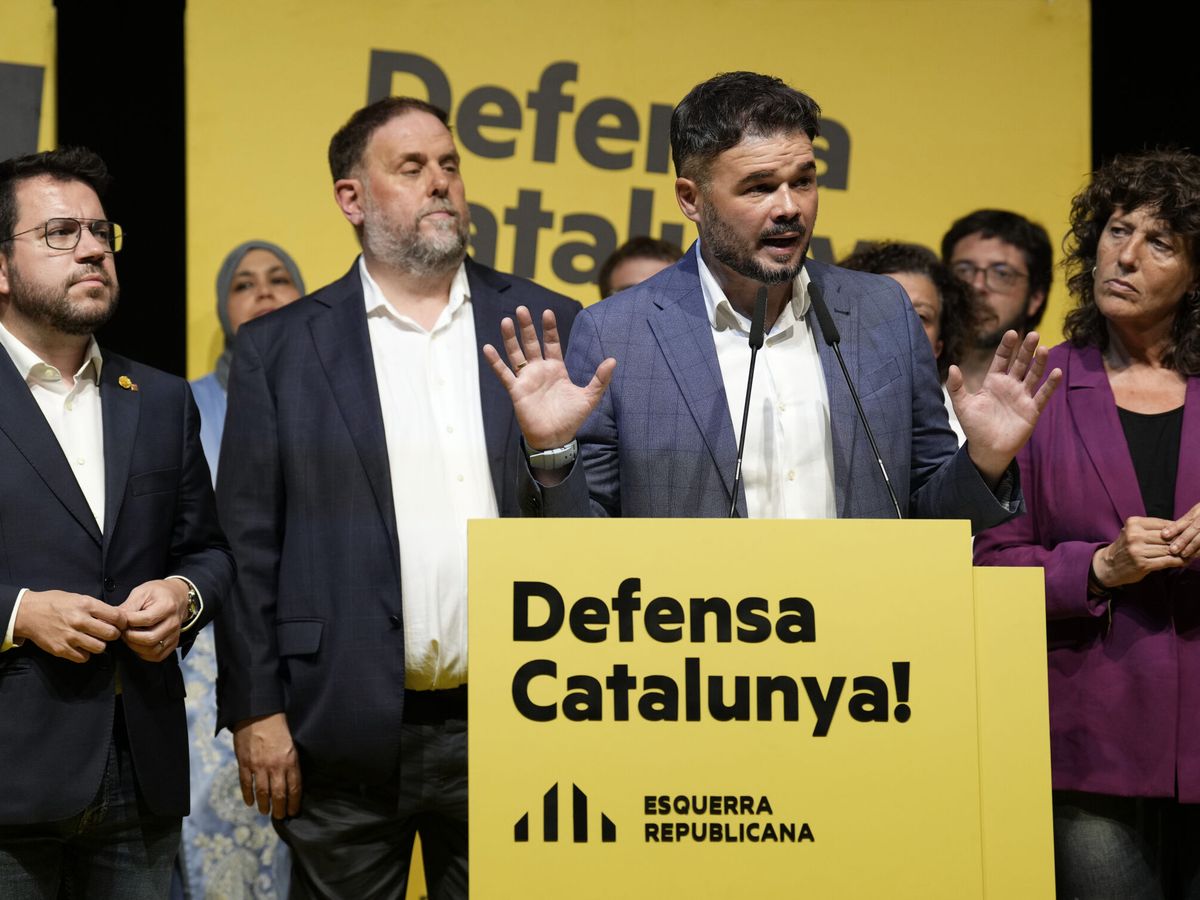 Foto: Pere Aragonès, Oriol Junqueras, Gabriel Rufián y Teresa Jordà. (EFE/Alejandro García)