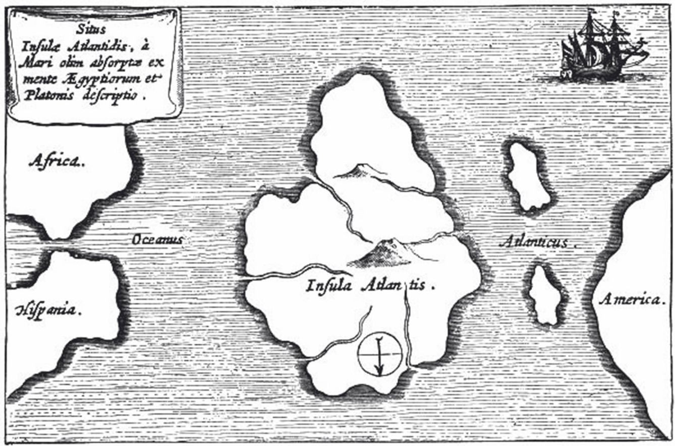 La localización de Atlántida según las descripciones de los egipcios y de Platón.