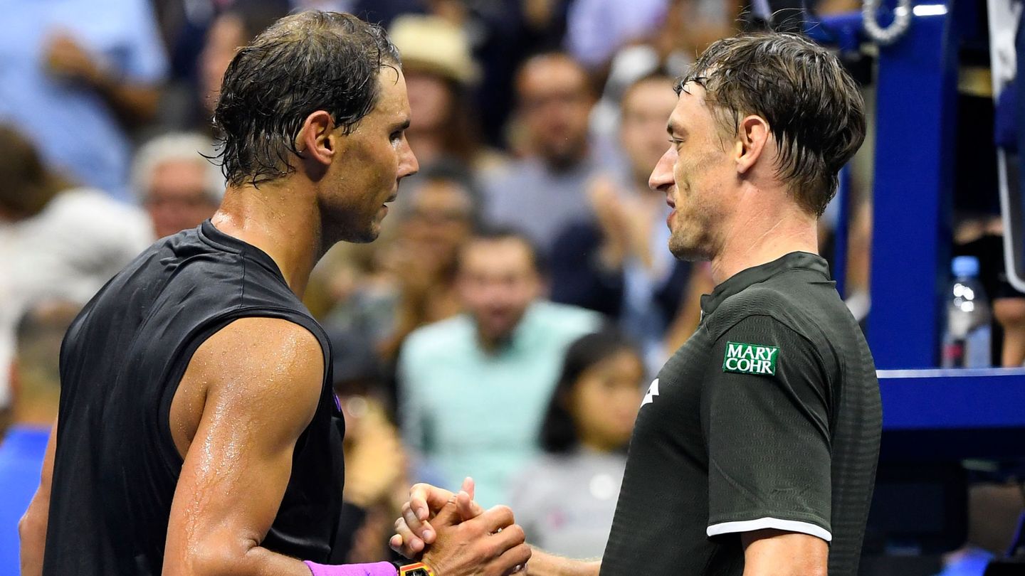 Rafael Nadal y John Millman tras su partido en el US Open. (Reuters)