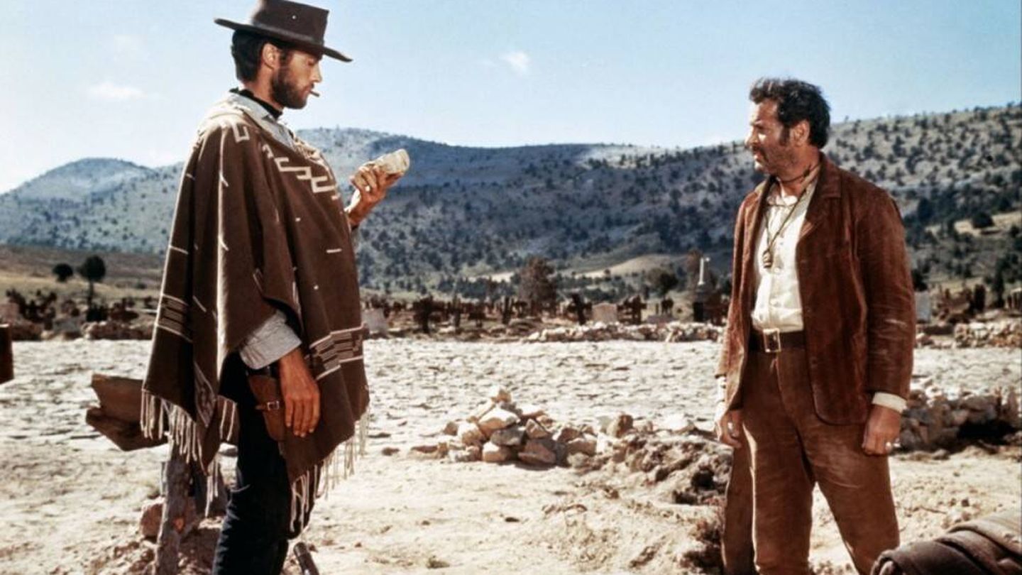 Clint Eastwood y Eli Walach, en 'El bueno, el feo y el malo', con música de Morricone. (Karma)