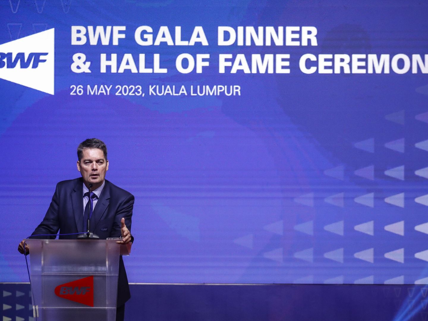 El presidente de la Badminton World Federation (BWF), Poul-Erik Hoyer, en Kuala Lumpur. (EPA/Fazry Ismail) 