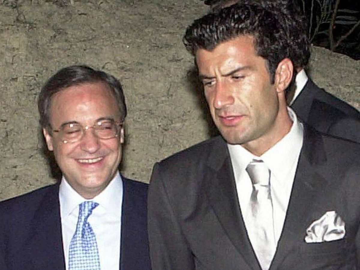 Foto: Florentino Pérez y Figo, en una imagen de archivo. (Reuters)