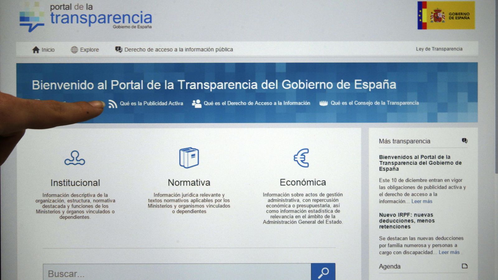 Foto: Imagen del Portal de la Transparencia, creado en diciembre de 2014 por el Gobierno de Mariano Rajoy. (Efe)