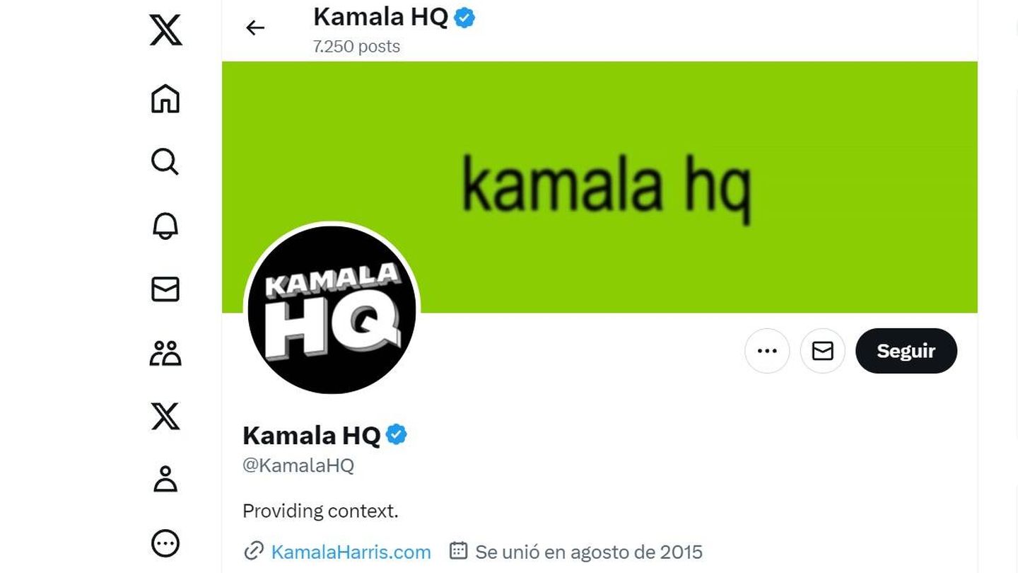 La cuenta oficial de X de la campaña de Kamla Harris. (Captura de pantalla)