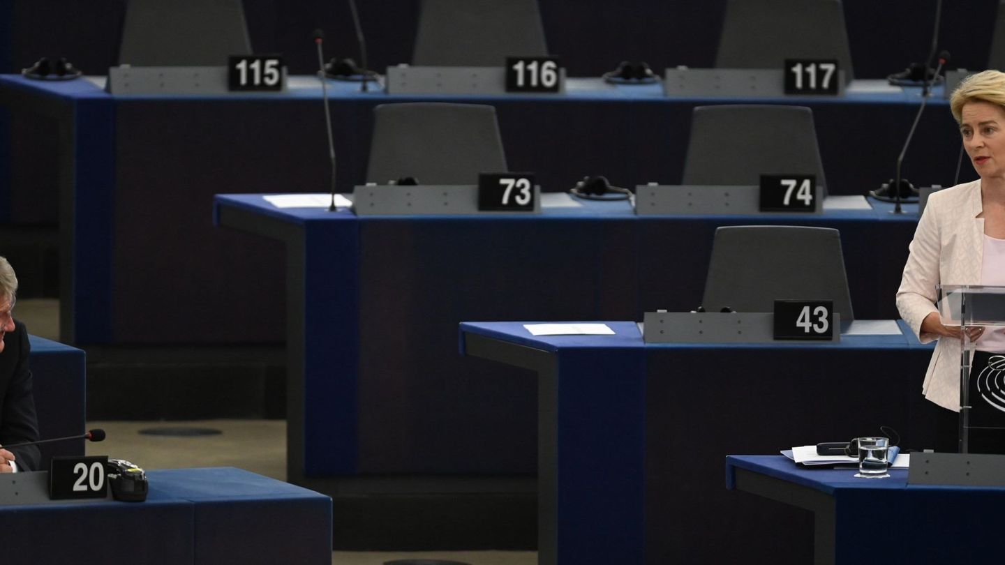 Ursula Von der Leyen, en su discurso ante el Parlamento Europeo. (Reuters)