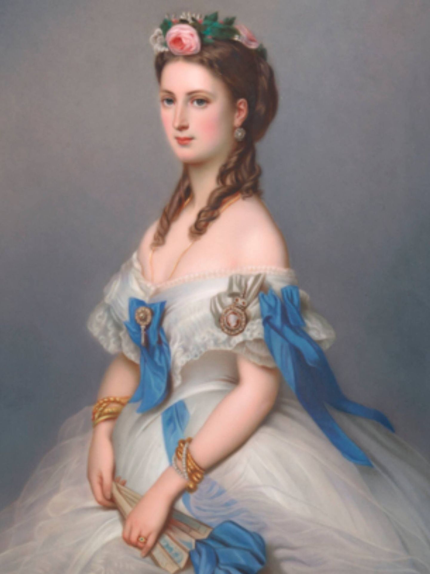 La reina consorte Alexandra de Inglaterra en un retrato de juventud, de Franz Xaver Winterhalter. (The Royal Collection Trust)