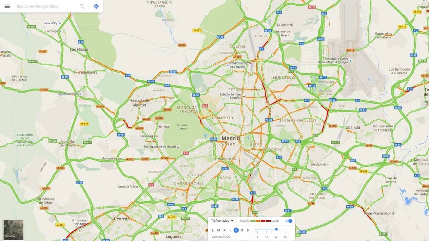 Google te mostrará el tráfico que hay en tiempo real, y también la situación típica que se da a esa hora