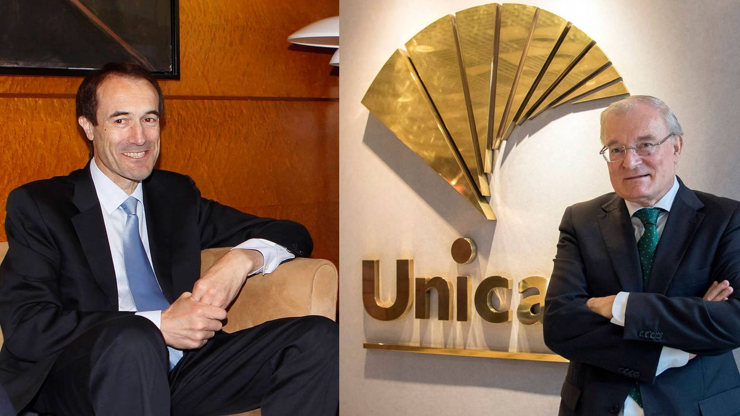 Manuel Menéndez (izda), consejero delegado de Liberbank, y Manuel Azuaga, presidente de Unicaja Banco.