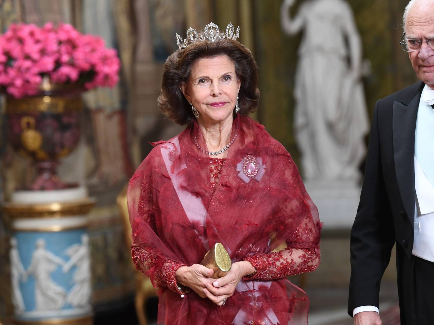 La reina Silvia, durante la cena de representación de Suecia. (Cordon Press)