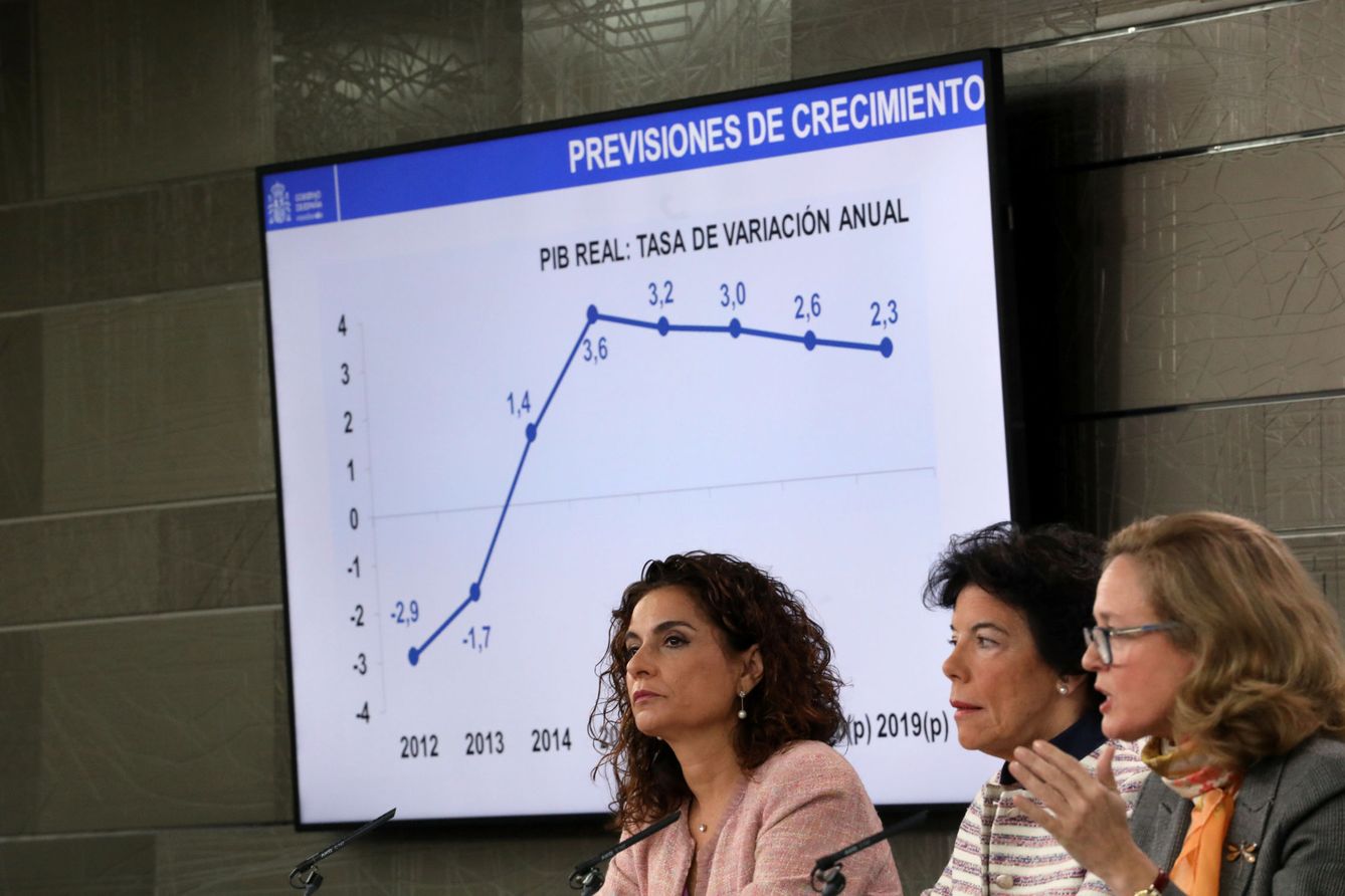 La ministra de Economía, Nadia Calviño (en primer plano), en la presentación de los PGE. (EFE)