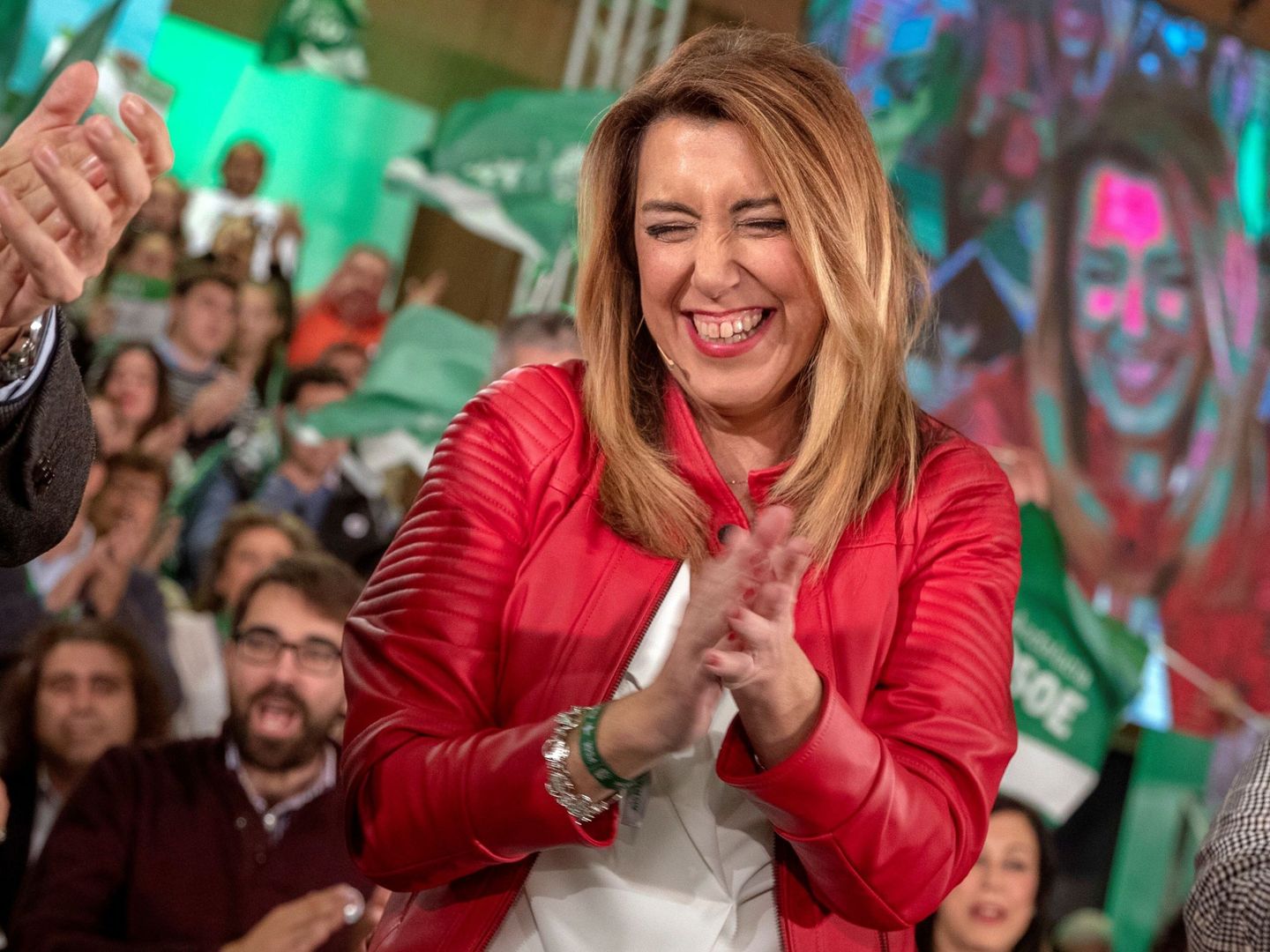 Susana Díaz, durante el acto de cierre de campaña electoral. (EFE)