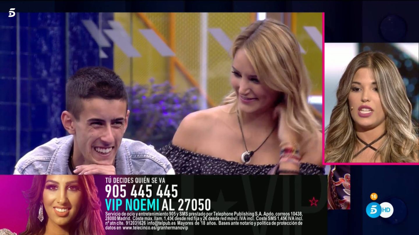 'El Cejas' y Nuria, en 'GH VIP 7'. (Telecinco)