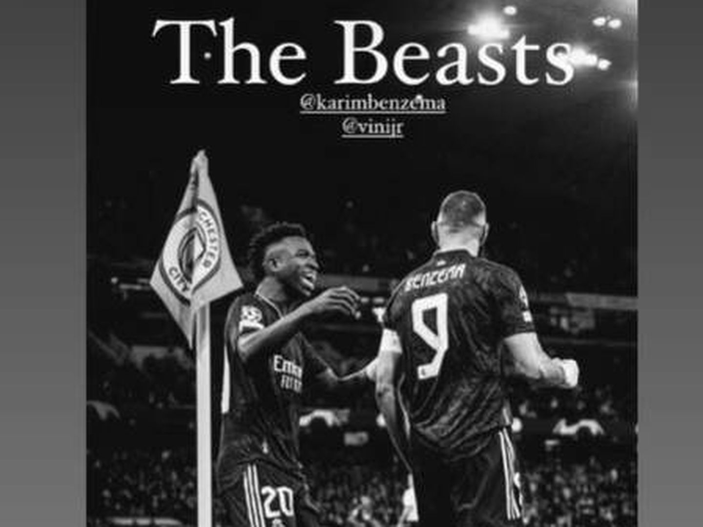 La publicación de Benzema en Instagram junto a Vinicius y el 'The Beasts' (Instagram).