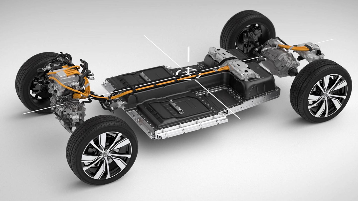 Las baterías de 75 kWh van situadas en el suelo del coche. 