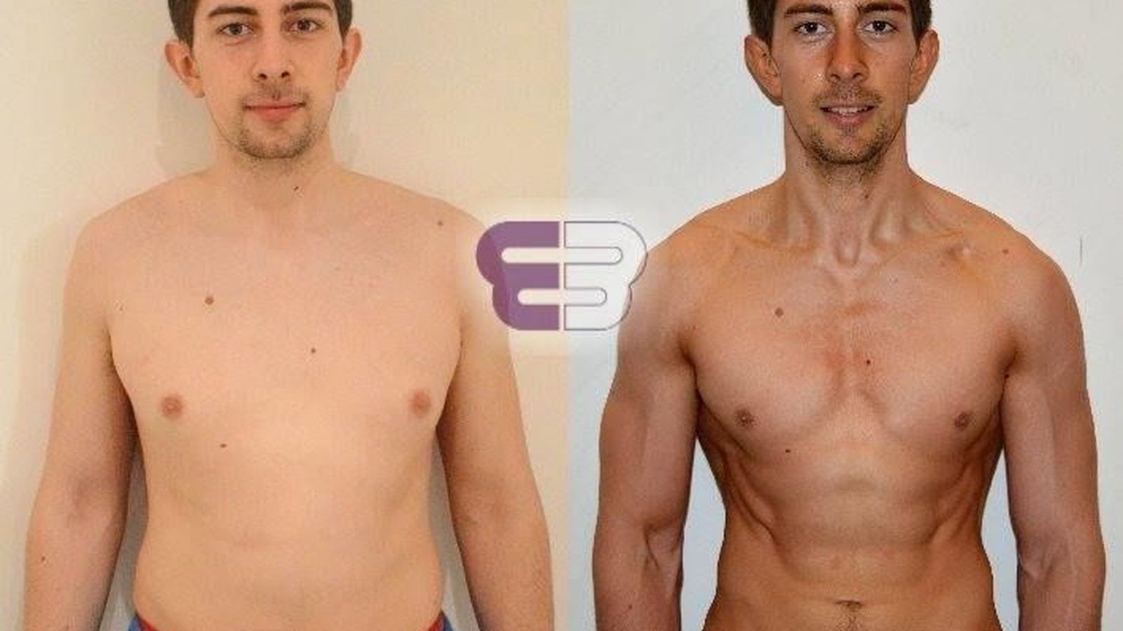 Foto: Matt antes y después de su estricto pero efectivo programa. (Embody Fitness)