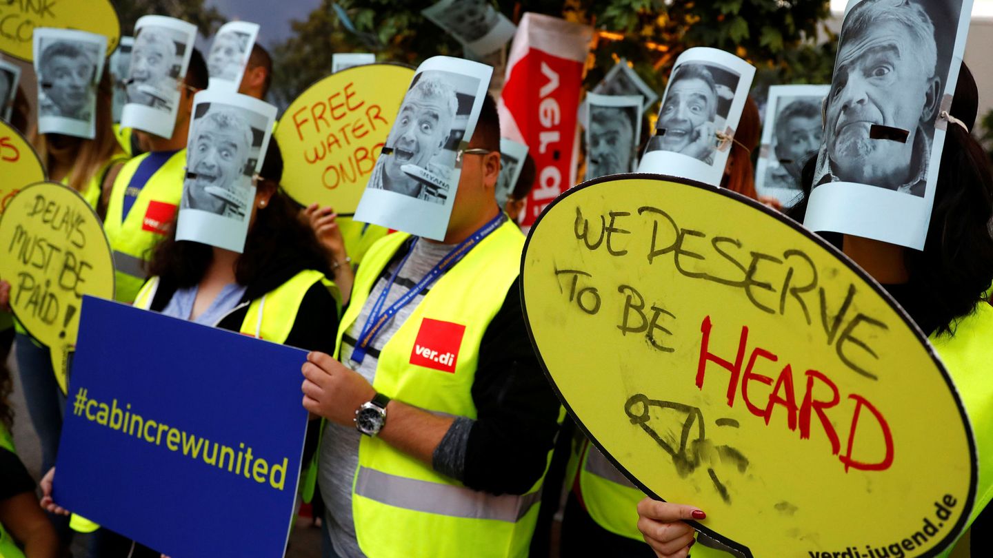 Protestas de empleados de Ryanair en Alemania. (Reuters)