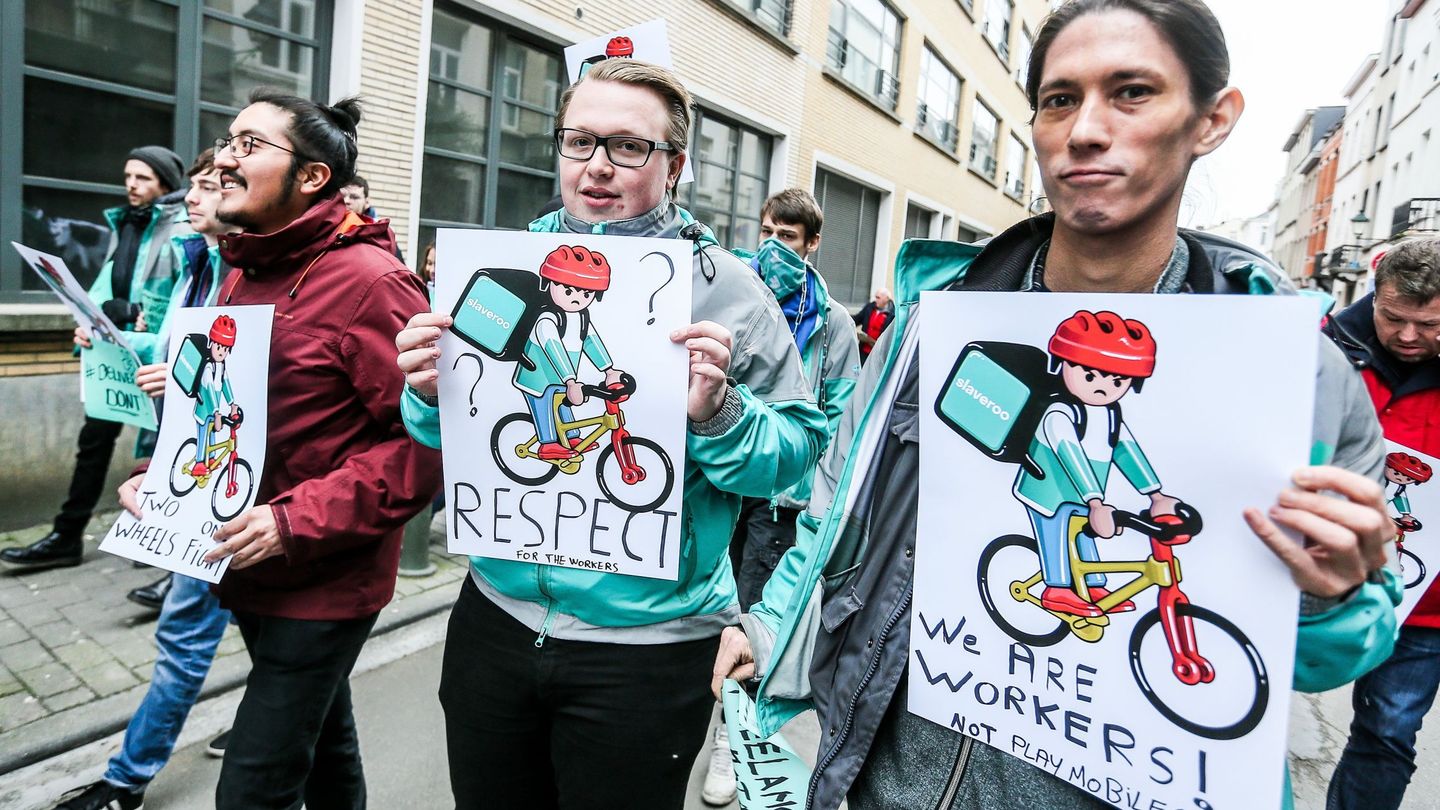 Protestas contra Deliveroo en Bruselas. (Foto: Reuters)