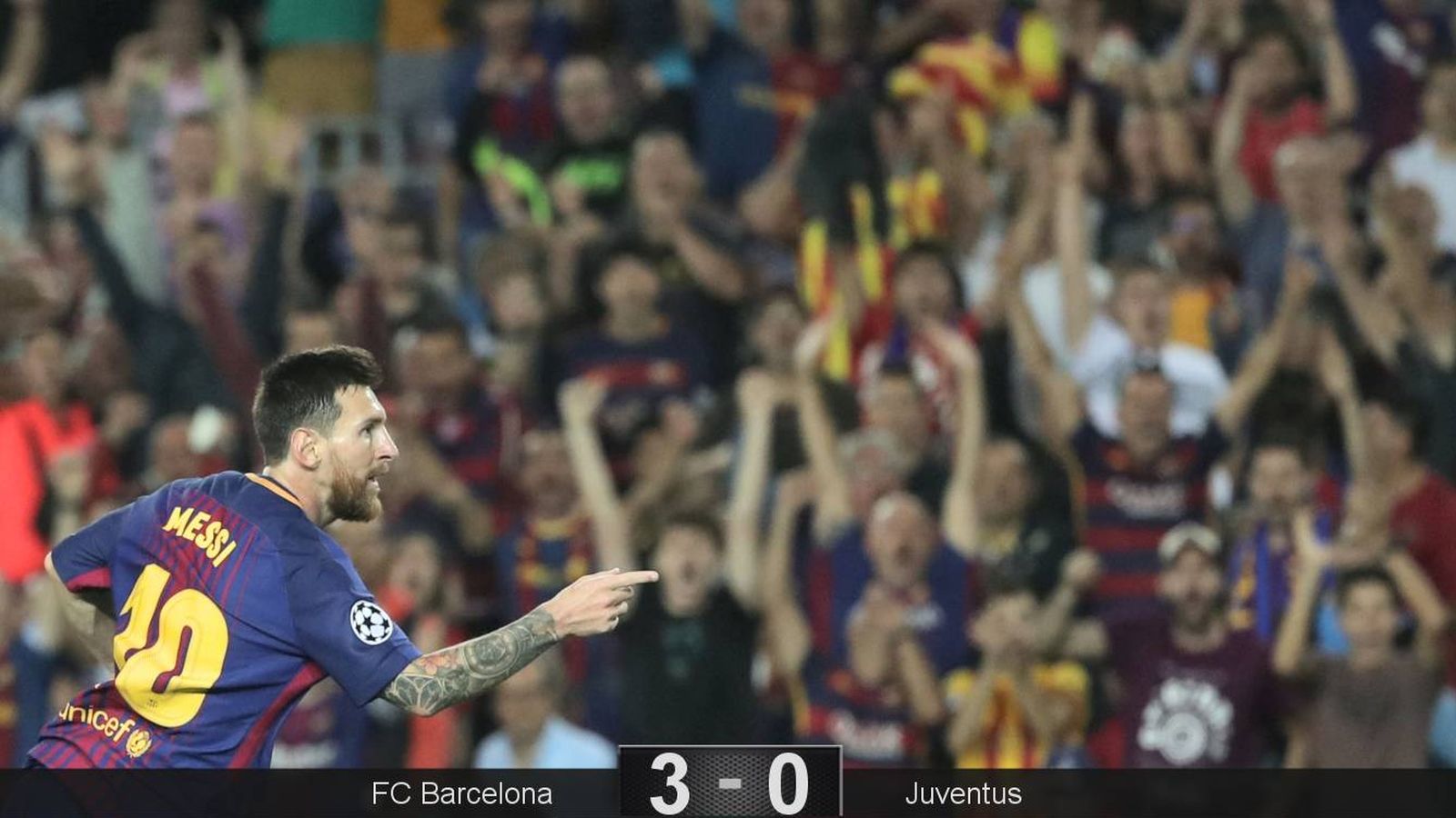 Foto: Messi celebra uno de los dos goles marcados a la Juventus. (Reuters)