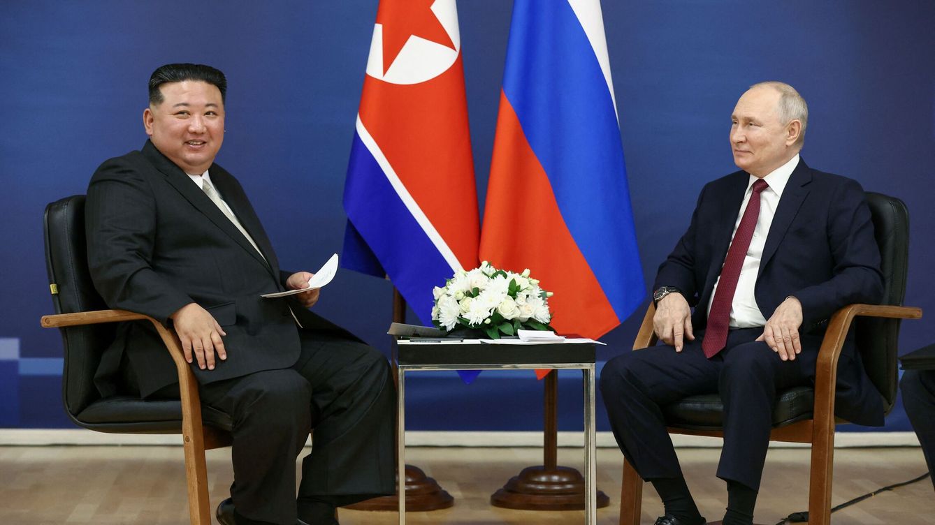 Foto: Imagen de la reunión entre Kim Jong-un y Vladimir Putin. (Reuters)
