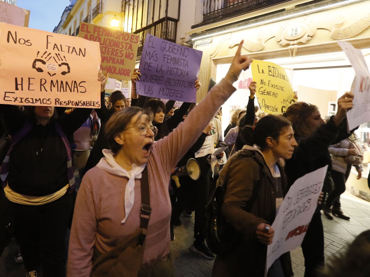 Foto: Manifestantes el 8 de marzo, Día Internacional de la Mujer, en Sevilla. (EFE/Jose Manuel Vidal)