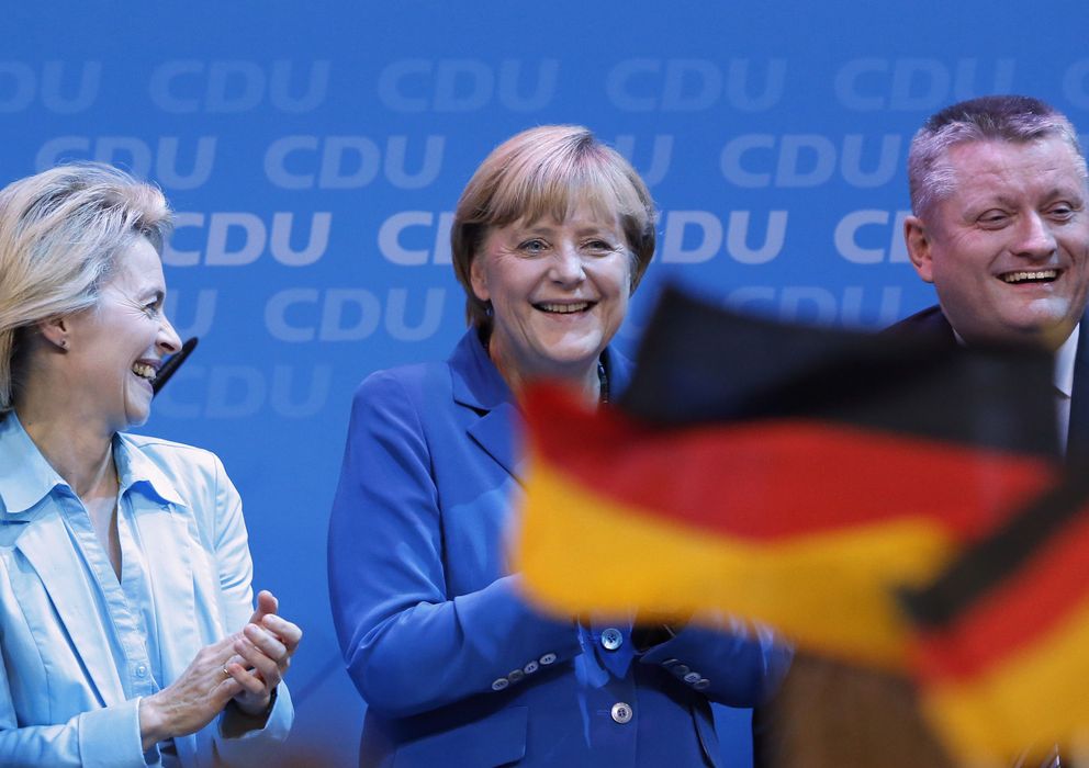 Foto: La canciller alemana Angela Merkel celebra su victoria en la sede de la CDU en Berlín (Reuters).