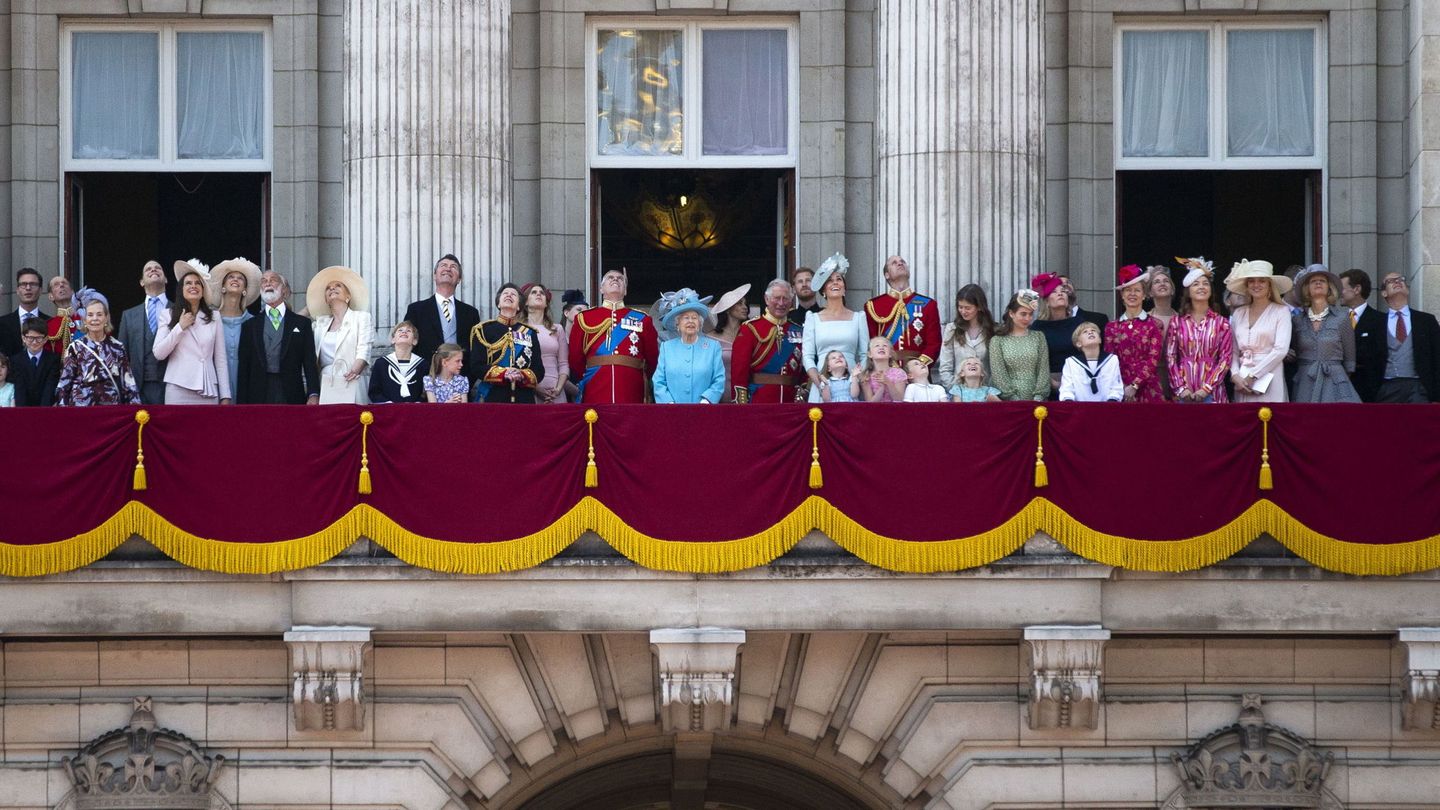 La familia real al completo en el desfile Trooping the Colour de 2018. (EFE)