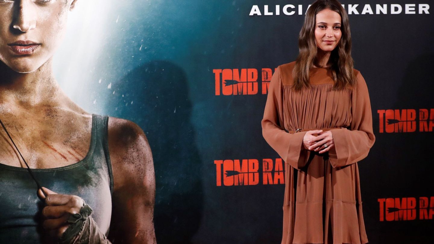 Alicia Vikander presenta 'Tomb Raider' en Madrid. (Efe)