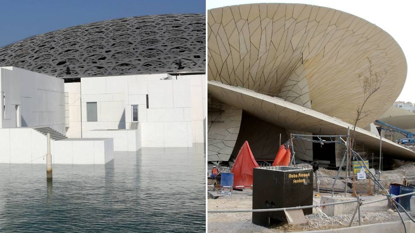 El Louvre de Abu Dabi y el Museo Nacional de Doha, aún en obras. (Reuters)