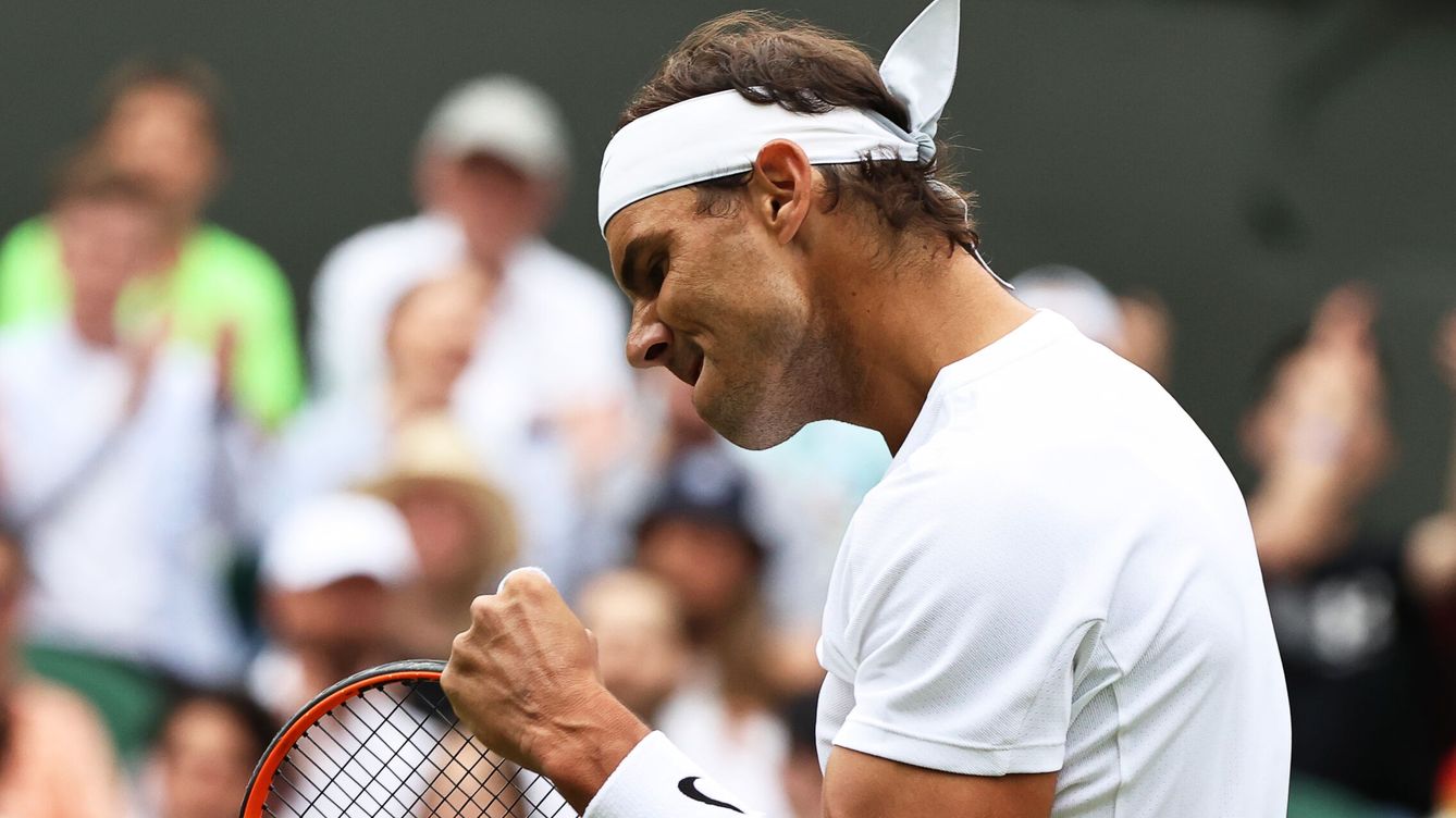 Foto: Rafael Nadal, celebrando un punto frente a Taylor Fritz. (EFE/Kieran Galvin)