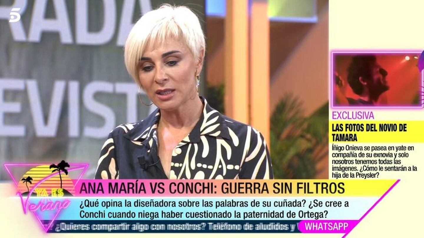 Ana María contestando a su cuñada. (Telecinco).