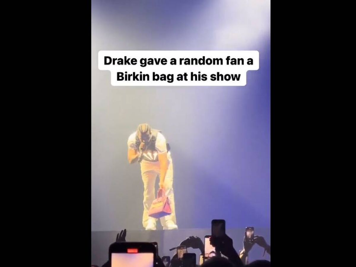 Foto: Drake regaló un bolso de alto valor en mitad de su concierto (Twitter/@wilkinmeta)