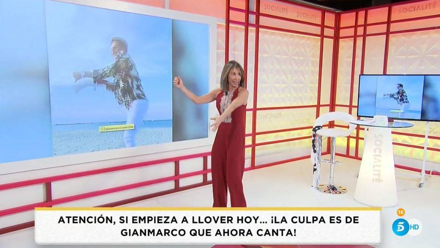 María Patiño, bailando en 'Socialité'. (Telecinco)