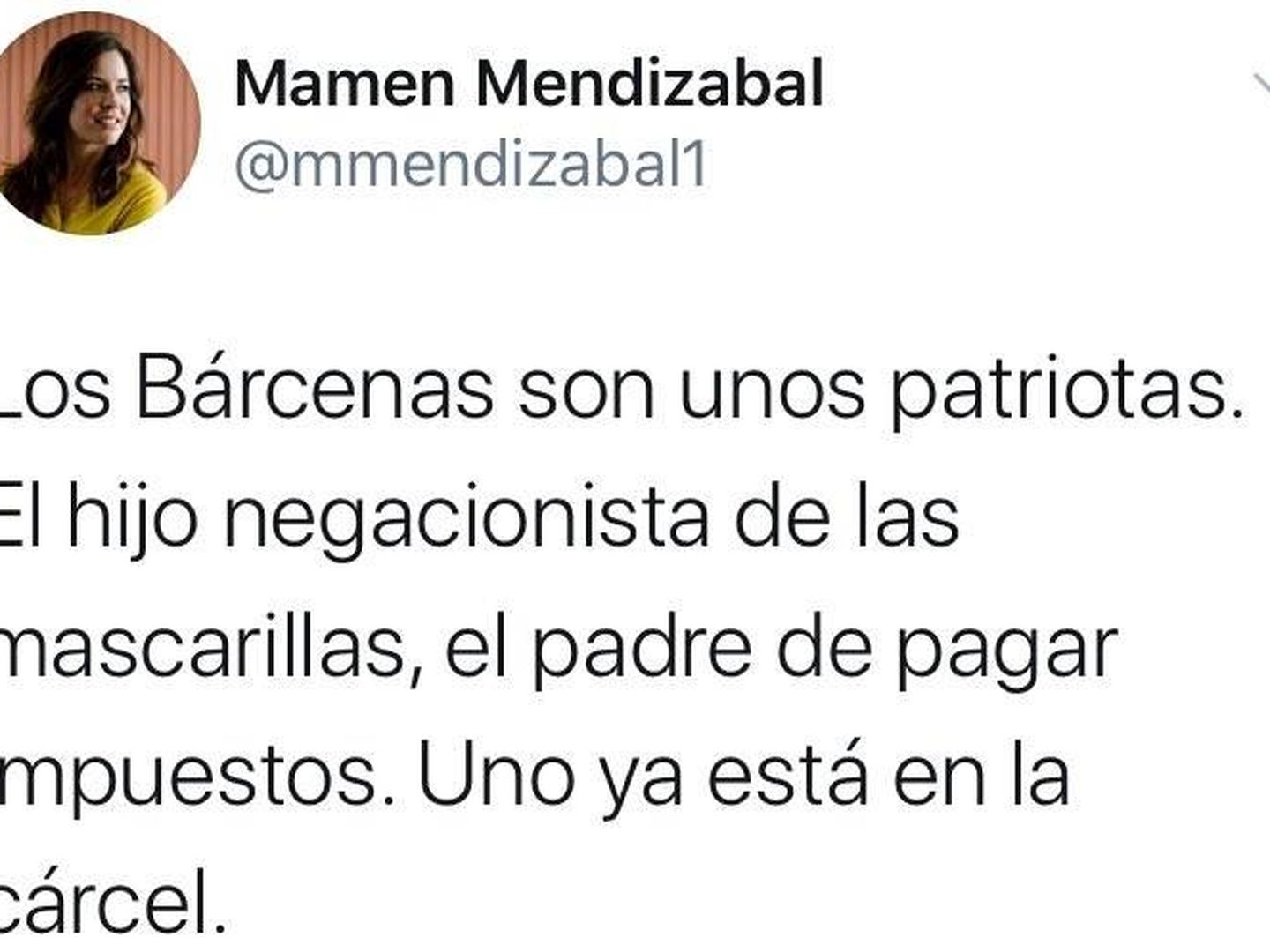 Mamen Mendizábal criticando a Willy Bárcenas. (Twitter).
