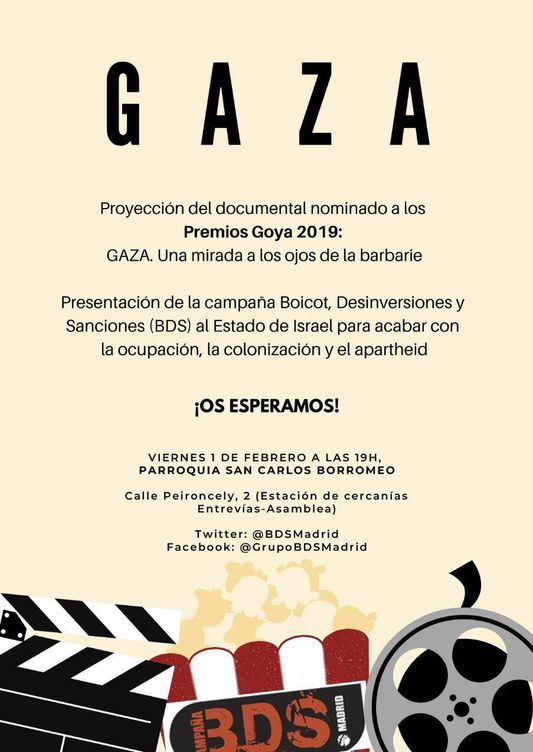 Cartel de la proyección de 'Gaza' en San Carlos Borromeo