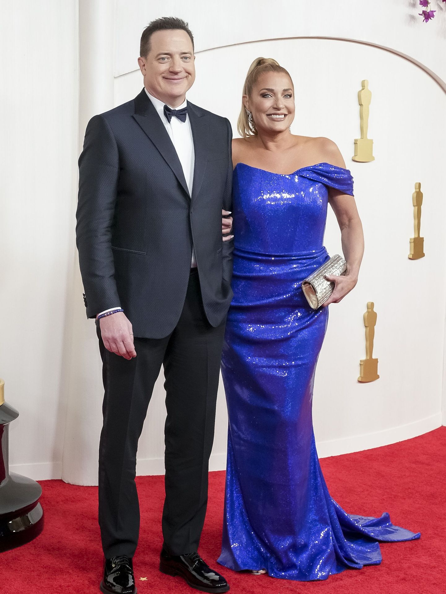 Los Angeles (United States), 10 03 2024.- Brendan Fraser (L) and Jeanne Moore arrive for the 96th annual Academy Awards ceremony at the Dolby Theatre in the Hollywood neighborhood of Los Angeles, California, USA, 10 March 2024. The Oscars are presented for outstanding individual or collective efforts in filmmaking in 23 categories. EFE EPA ALLISON DINNER 