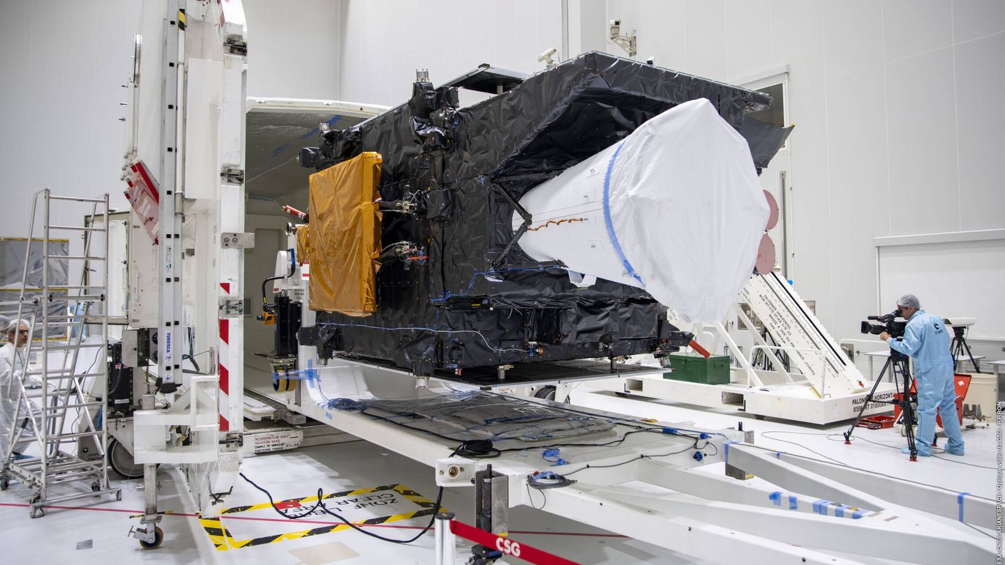 El nuevo Meteosat, listo en la Guayana Francesa. (ESA/CNES/Arianespace)