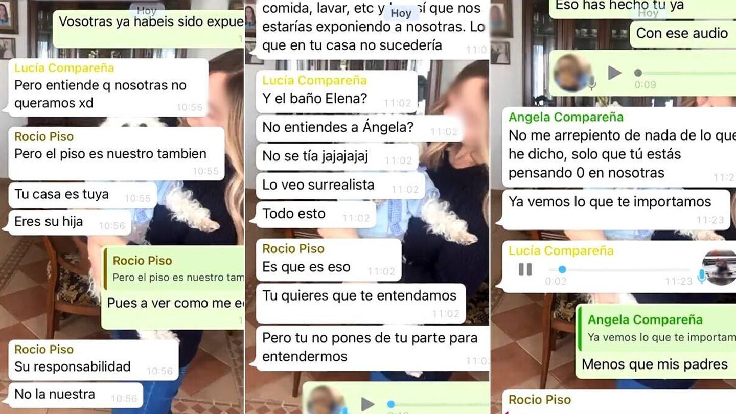  Capturas de la conversación de WhatsApp de Elena Cañizares y sus compañeras de piso. (Twitter @elenacanizares_)